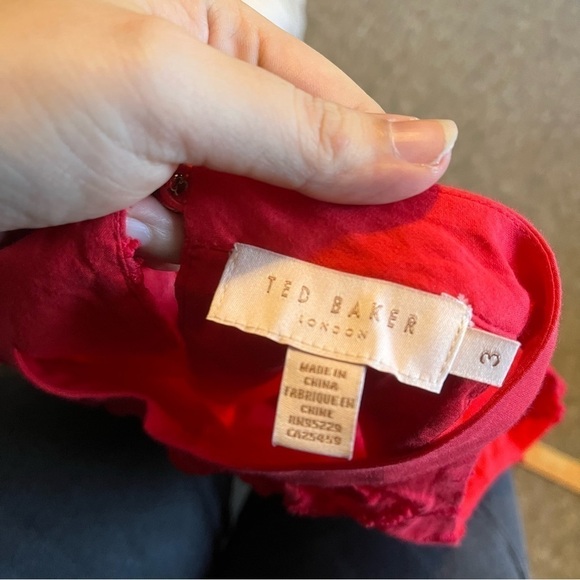 Ted Baker London Lorene Halter Neck Dress Red 100% Cotton Size 3 C - Picture 6 of 10